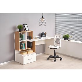 Bureau GROSSO - chêne doré / blanc, Halmar