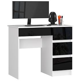 BUREAU INFORMATIQUE A-7 90 cm DROIT PK BLANC / NOIR BRILLANT