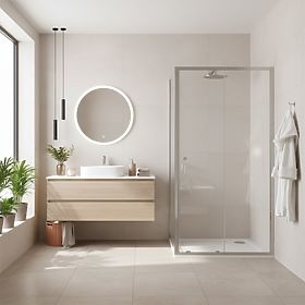 Cabine de douche d'angle Rea Primo Slide 100x70 Chrome, Rea