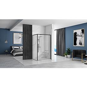 Cabine de douche SOLAR BLACK MAT 120x90, Rea