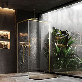 Cabine de douche SOLAR DORÉ Brossé 120x90, Rea