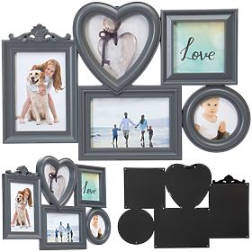 Cadre photo CORAZON pour 5 photos gris
