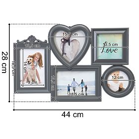 Cadre photo CORAZON pour 5 photos gris