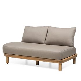 Canapé d'angle de jardin avec table Summerland, bois d'acacia, aspect teck, brun-gris, forme arrondi