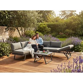 Canapé d'angle de jardin en aluminium avec table RADIOSO à dossier réglable