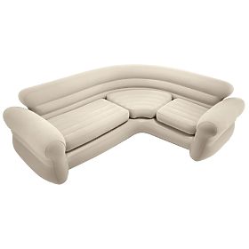 Canapé d'angle gonflable quatre places 257x203x76 cm beige INTEX 68575