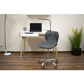 Chaise de bureau pivotante avec large dossier en éco-cuir chromé gris
