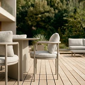 Chaise de jardin Amarello en aluminium, beige clair/beige-gris, arrondie