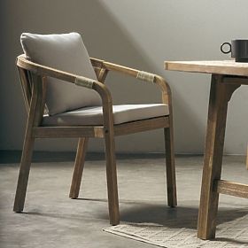 Chaise de jardin Castello avec tressage, bois d'acacia FSC, aspect teck, beige