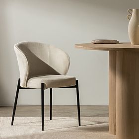 Chaise de salle à manger Avery beige clair/pieds noirs, lectus