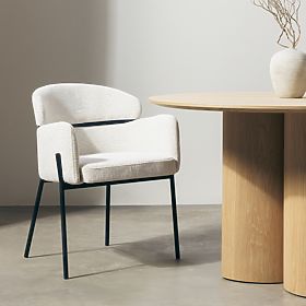 Chaise de salle à manger Granda, écru/pieds noirs, lectus