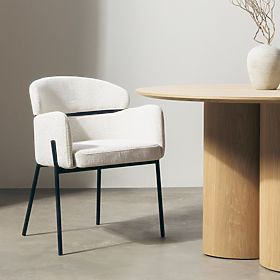 Chaise de salle à manger Granda, écru/pieds noirs, lectus