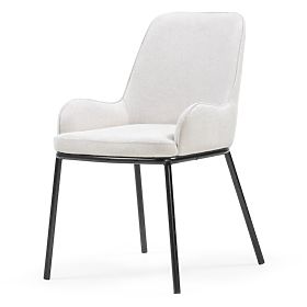 Chaise de salle à manger Lorenzo, beige clair/pieds noirs