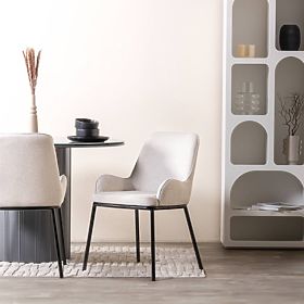 Chaise de salle à manger Lorenzo, beige clair/pieds noirs