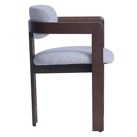 Chaise de salle à manger Noa, beige crème/noyer foncé