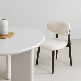 Chaise de salle à manger Senya écru/noyer