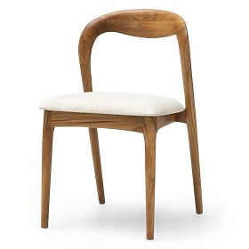 Chaise en bois Harper, arrondie, naturel/beige clair