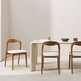 Chaise en bois Harper, arrondie, naturel/beige clair