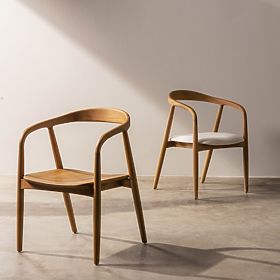 Chaise en bois Ludvika, arrondie, naturelle