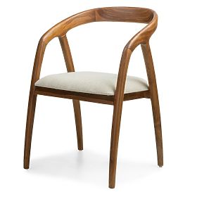 Chaise en bois Sande arrondie, naturel/crème, bois de teck