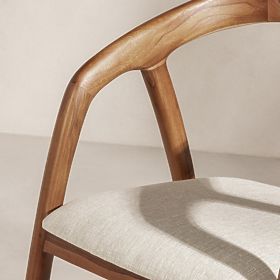 Chaise en bois Sande arrondie, naturel/crème, bois de teck