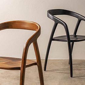 Chaise en bois Sande arrondie, naturelle, bois de teck, lectus