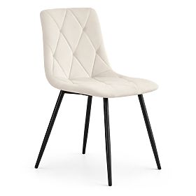 Chaise en velours capitonnée beige MILO Pieds noirs
