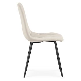 Chaise en velours capitonnée beige MILO Pieds noirs