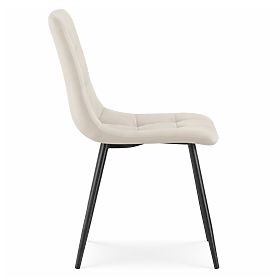 Chaise en velours capitonnée Beige NERO Pieds noirs
