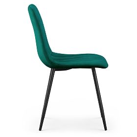 Chaise en velours capitonnée vert bouteille LIVO pieds noirs