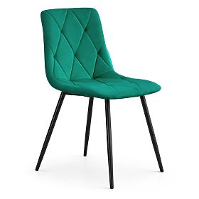Chaise en velours matelassée Vert Bouteille MILO Pieds Noirs