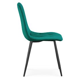 Chaise en velours matelassée Vert Bouteille MILO Pieds Noirs