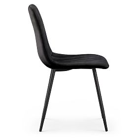 Chaise en velours rembourrée avec surpiqûres Noire LIVO Pieds noirs