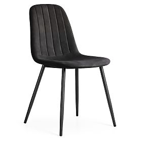 Chaise en velours rembourrée matelassée Noire LUMO Pieds Noirs