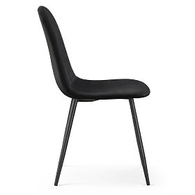 Chaise en velours rembourrée matelassée Noire LUMO Pieds Noirs