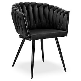 Chaise en velours tressé ASTON VELVET noire