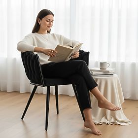 Chaise en velours tressé ASTON VELVET noire