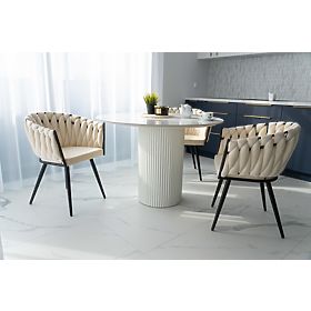 Chaise en velours tricoté ASTON VELVET beige