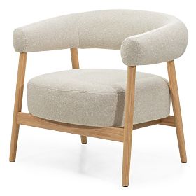 Chaise/fauteuil rembourré Montepulciano, beige clair/bois de chêne, arrondi