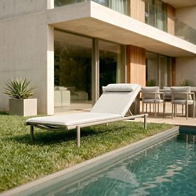 Chaise longue de jardin Amarello réglable, aluminium, beige clair/beige-gris