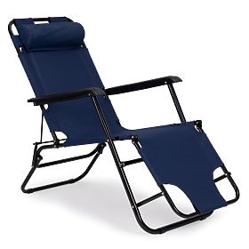 Chaise longue de jardin avec appui-tête structure pliable bleue