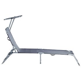 Chaise longue de jardin avec auvent réglable gris, MultiGarden