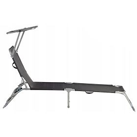 Chaise longue de jardin avec auvent réglable noir, MultiGarden