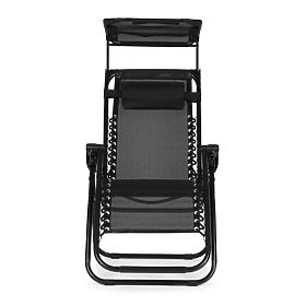 Chaise longue de jardin avec dossier réglable et auvent mobile Modernhome - noir, MultiGarden