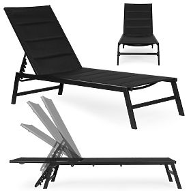Chaise longue de jardin avec dossier réglable, structure en acier, noir MultiGarden, MultiGarden