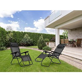 Chaise longue de jardin avec dossier réglable ZERO GRAVITY ModernHome - noir