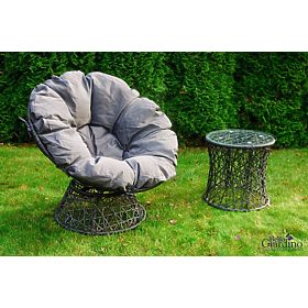 Chaise longue de jardin en résine tressée + table TWIST grise