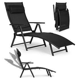 Chaise longue de jardin pliante avec dossier réglable, structure en acier ModernHome