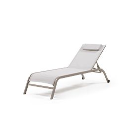 Chaise longue de jardin Sandy réglable, gris clair/beige