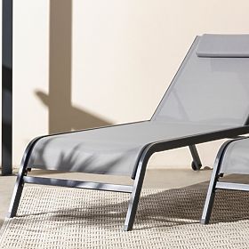 Chaise longue de jardin Sandy réglable, gris/gris foncé